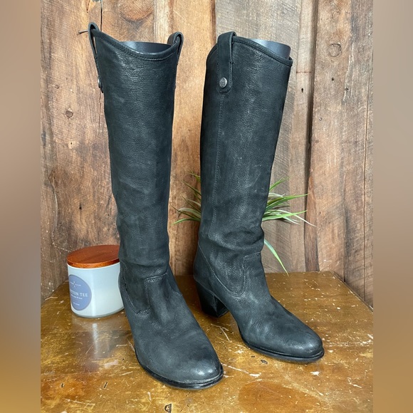 Vince Camuto Kolton Black Suede Tall Leather Boots - Size 6 1/2 - Picture 3 of 16